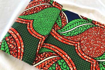 GREEN RED KNOT Afrikanischer Wax Print Stoff